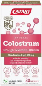CATALO colostrum 30 capsules supplement packaging label close up