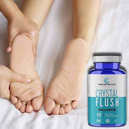 Crystal Flush Balance dietary capsules for gut health and nail restoration.