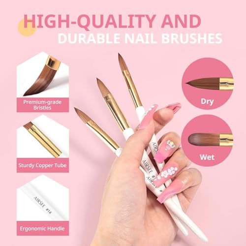 Airsee nail brushes size 8 10 14 bristles detail
