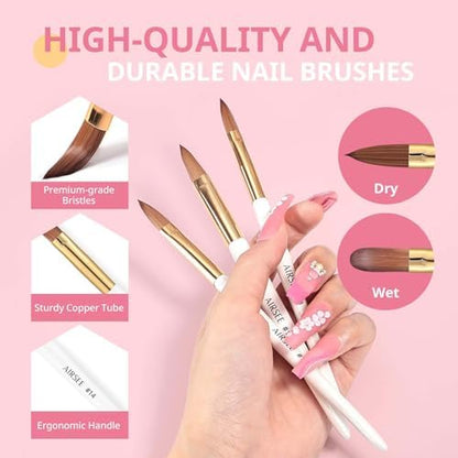 Airsee nail brushes size 8 10 14 bristles detail