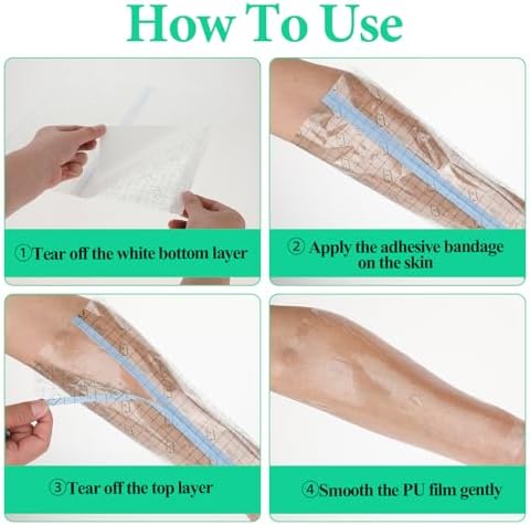 Close up of the 3-layer structure of the adhesive waterproof wound cover.