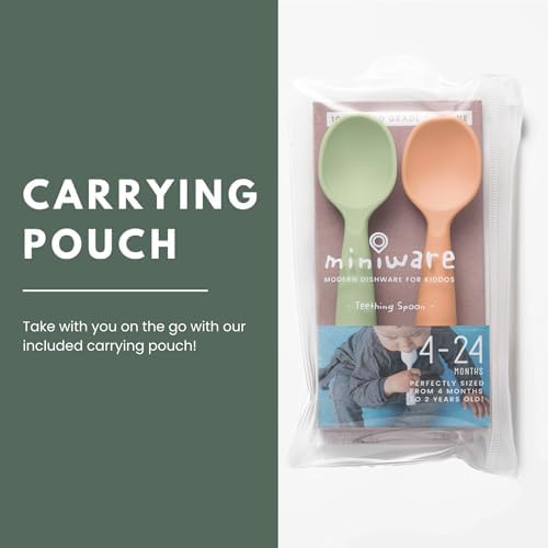Ergonomic infant weaning utensils designed for tiny hands to practice self feeding skills easily.