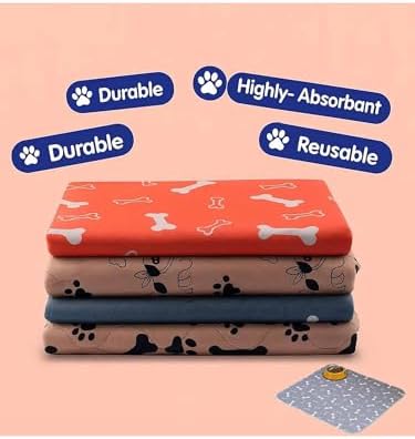 Washable puppy training mat grey bone print pattern