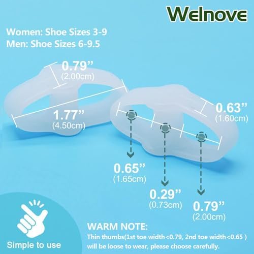 Welnove toe separators with double loop design for secure foot alignment.