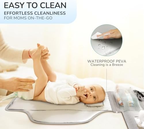 Alatino travel changing pad demonstrating smart built-in wipes pocket access