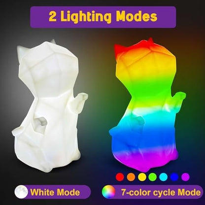 Silicone animal night light shifting through vibrant color changing modes