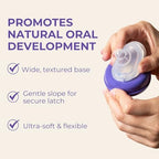 Lansinoh size F nipples for six months plus demonstrating flexible design