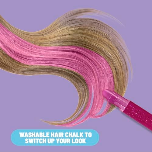 Close up of Claire's washable hair chalk and glitter gel set