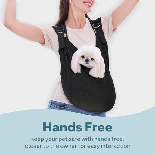 Adjustable front dog carrier reducing back pain close up on buckles