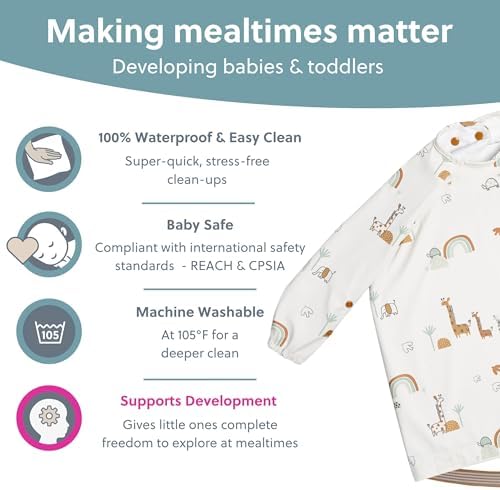BIBaDO long sleeve weaning shirt folded into its integrated compact travel pocket for easy storage