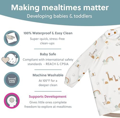 BIBaDO long sleeve weaning shirt folded into its integrated compact travel pocket for easy storage