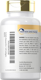 Carlyle Zeaxanthin 120 softgels back label displaying nutritional facts and ingredients