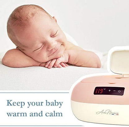 Avec Maman baby wipe warmer pink model top lid open