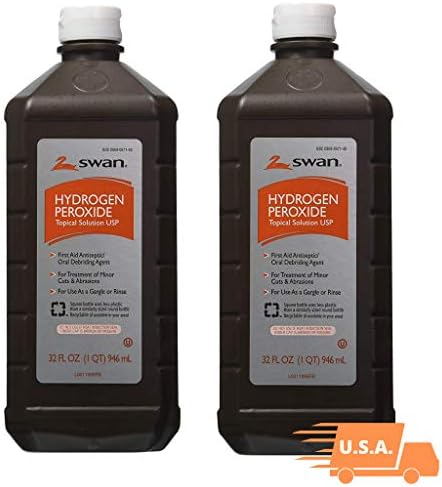 Swan USP Grade Hydrogen Peroxide bottles displaying the secure seal closure designed for safe storage and transport.