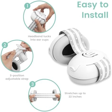 Baby Ear Muffs Noise Cancelling Headphones,Hearing Protection for Infant Newborn 0-36 Months,Adjustable Sound Proof Earmuffs for Travel Airplane Sleep,Baby Travel Essentials Must Haves - Image 4