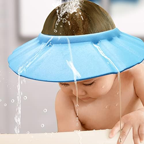Detail view of adjustable strap on baby bath cap