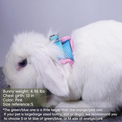 FiboPawer soft padded bunny harness back view with metal D ring