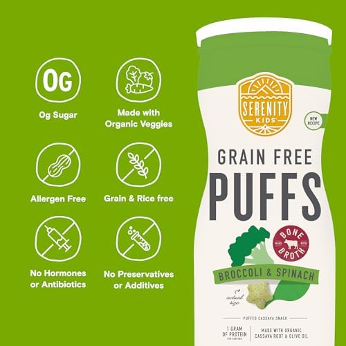 Serenity Kids zero sugar broccoli spinach toddler snack canister back view