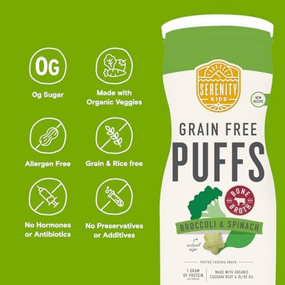 Serenity Kids zero sugar broccoli spinach toddler snack canister back view