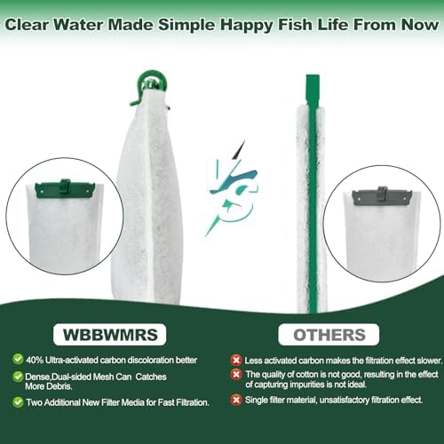 Packaging layout of the eight count replacement filter cartridges for small fish tanks.