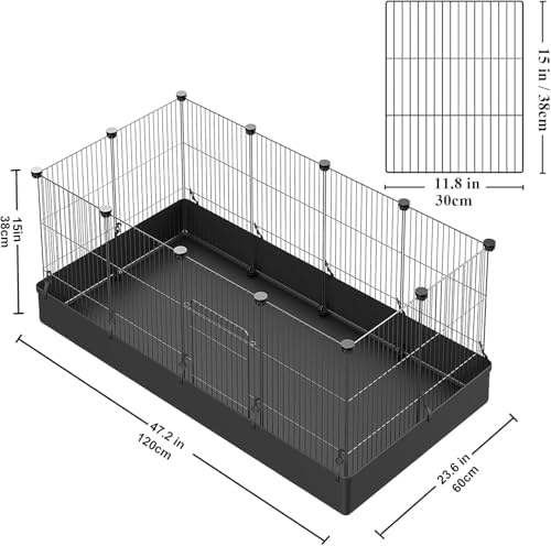 LANGXUN DIY Small Animal Playpen, Pet Playpen with Door and Waterproof Mat, Rabbit Guinea Pig Cages, Puppy Kitten Playpen | Indoor & Outdoor Portable Metal Wire Yard Fence, 12pcs Metal Pet Panels - Image 3