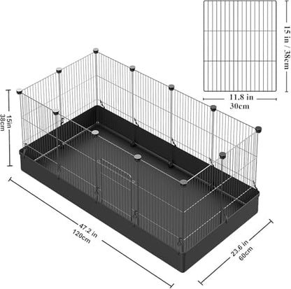 LANGXUN DIY Small Animal Playpen, Pet Playpen with Door and Waterproof Mat, Rabbit Guinea Pig Cages, Puppy Kitten Playpen | Indoor & Outdoor Portable Metal Wire Yard Fence, 12pcs Metal Pet Panels - Image 3