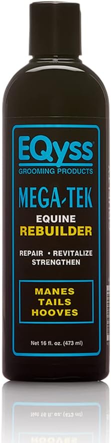 EQyss Mega-Tek Equine Horse Rebuilder 16 ounce bottle front view for premium horse coat care.