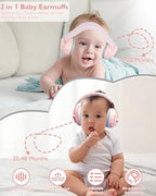 Baby wearing soft headband configuration of Momfree noise reduction muffs