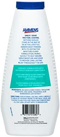 Ammens medicated body powder for sweat absorption and skin protection