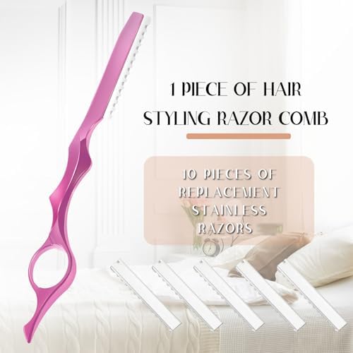 Mudder feather razor kit being used for texturizing thick hair in a salon setting