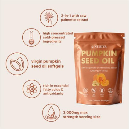 Nuriva pumpkin seed oil softgels dietary supplement packaging