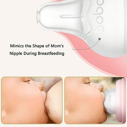 Four pieces of slow flow replacement nipples arranged neatly on white background