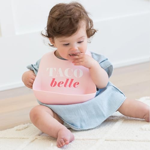 Bella Tunno food grade silicone bib showing the large open food catcher pocket