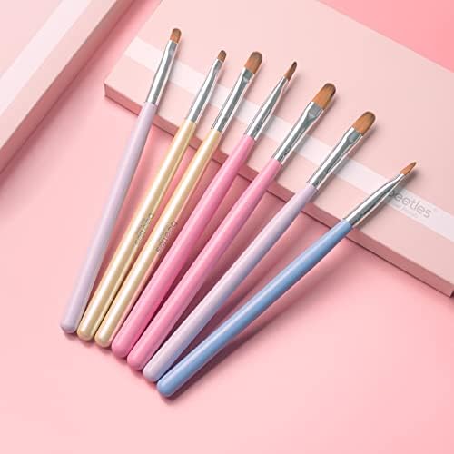 Packaging view of the authentic Beetles Gel Polish 7Pcs Poly Extension Gel Brush set imported for Indian beauty enthusiasts.