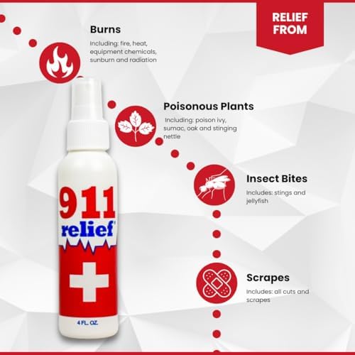 911 Relief anti itch first aid spray for sunburn and skin rash