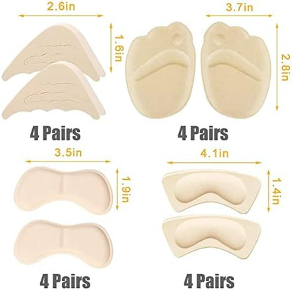 Comparison of different shoe filler shapes included in the 16 pair kit