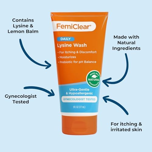 Six fluid ounce bottle of FemiClear prebiotic feminine wash for pH balance