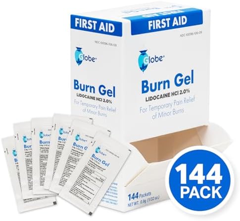Medical grade dispensing box of Globe topical anesthetic burn gel.