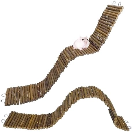 2-Pack Rat Bendy Long Suspension Bridges 19.7 x 2.7 Inch Hamster Climbing Ladder Flexible Wooden Bridge for Dwarf Hamster Sugar Glider Rodents Mouse - Image 2