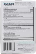 Back label of Domeboro medicated rash relief powder packets with detailed directions for use.