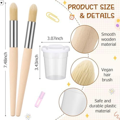 Toddler jumbo paintbrushes with non toxic vegan bristles and smooth round wood handles for easy grip.
