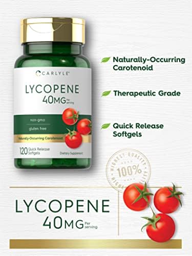 Carlyle Lycopene 120 quick release softgels nutrition facts label back view