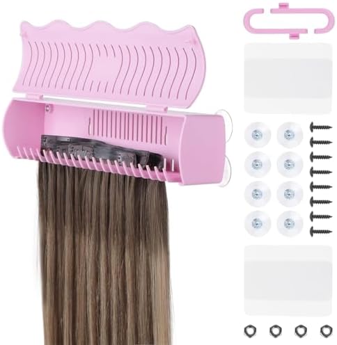IDN BEAUTY hair extension holder stand front view in rose pink