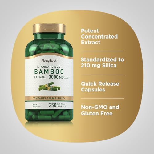 Supplement facts label on Piping Rock bamboo extract bottle