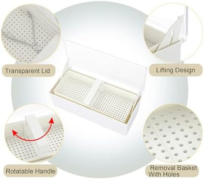 Top view of Juxyes plastic disinfecting box for salon tools