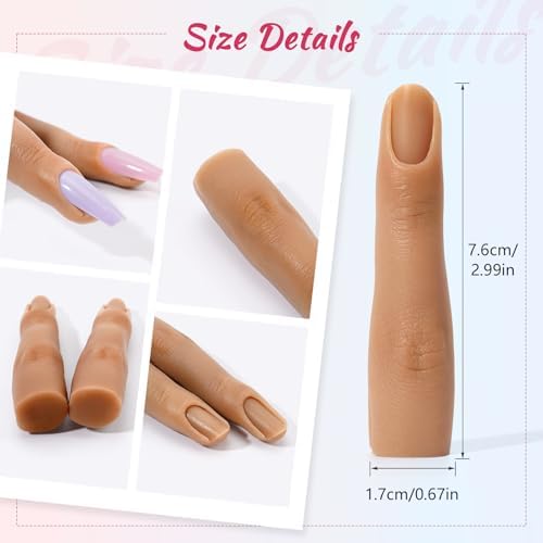 Set of two silicone fingers for nail art practice on white background