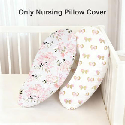 Little Grape Land nursing pillow covers folded in 2-pack set