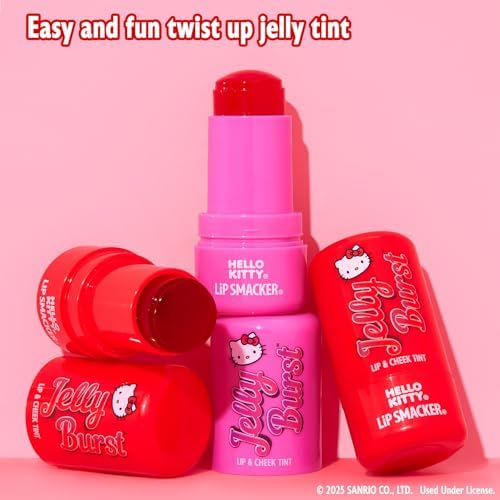Lip Smacker Hello Kitty So Jelly Lip & Cheek Tint, Moisturizing Sheer & Buildable Color, Fun Bouncy Jelly Texture, Sweet Apple Flavor - Apple - Image 4