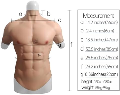 Model wearing the realistic silicone muscle body suit for cosplay reference