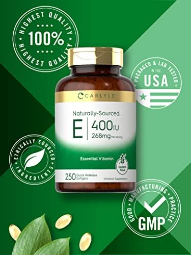 Carlyle Vitamin E 250 count bottle packaging details